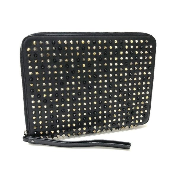 CHRISTIAN LOUBOUTIN Spike Studs Leather Zip Around iPad Case - Picture 1 of 16